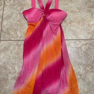 BCX Pink and Orange Glitter Halter top